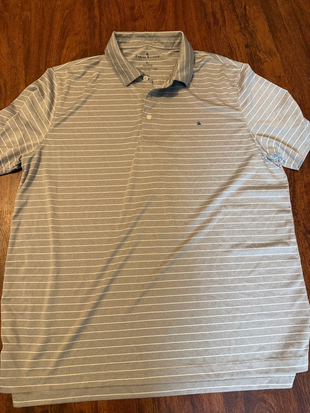 Tailor Vintage Gray and White Striped Polo